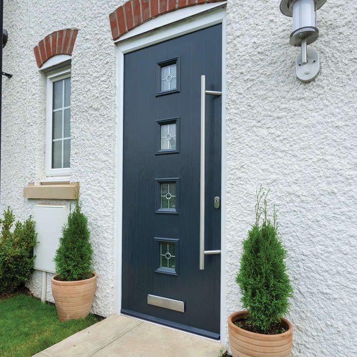 composite door grey l handle 4 square
