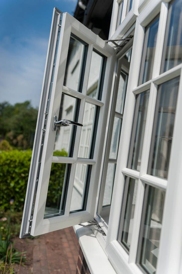 astragal white casement windows opener